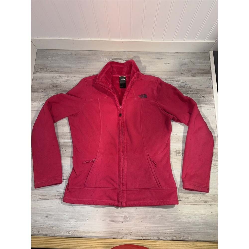 The North Face Womens Jacket Medium Pink Full Zip Sherpa Soft Athletic
